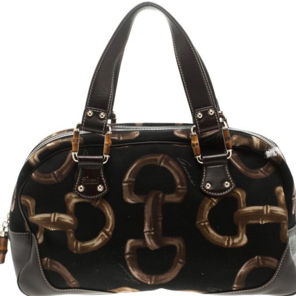 Gucci Dark Brown horse-bit canvas bag. OFFER 25% off